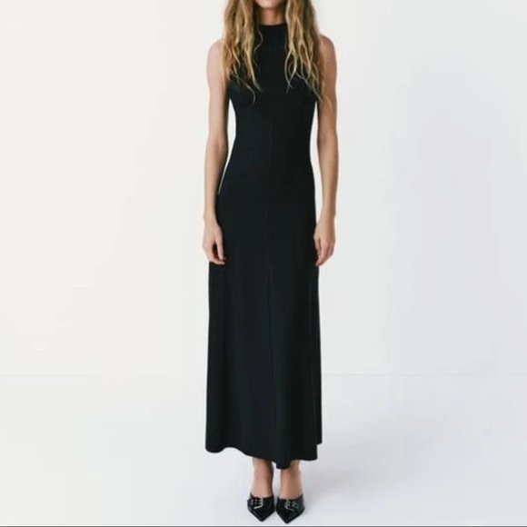 Zara Dresses & Skirts - NWT ZARA Long Black Sleeveless Minimalist Maxi Dress XS